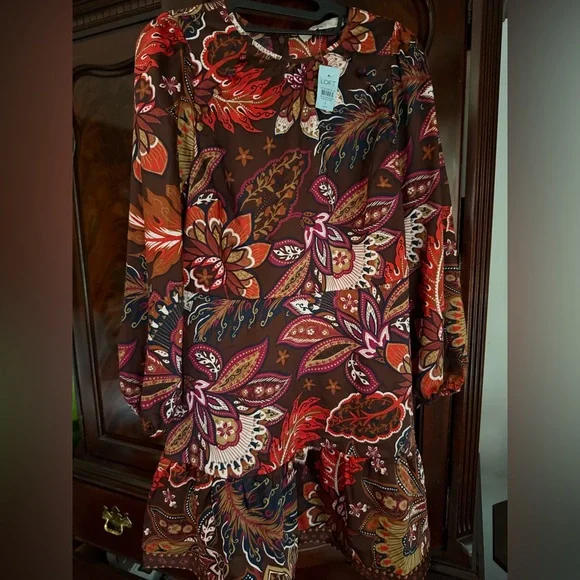 LOFT | Dresses | Loft Folk Paisley Boho Fitandflare Mini Dress Size 6p Nwt  | Poshmark